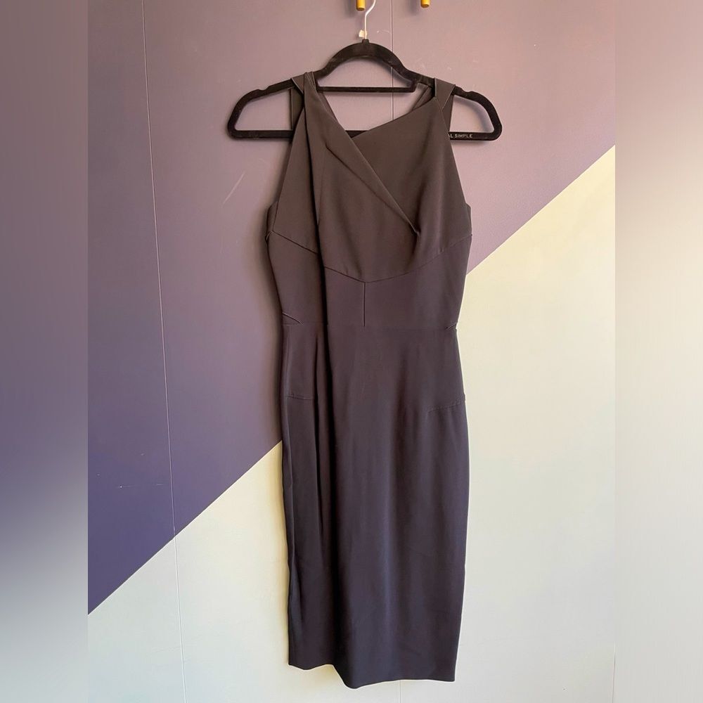 NWT Roland Mouret $2470 Black Gabelle Stretch Double Crepe Dress Sz 2-4/FR 36